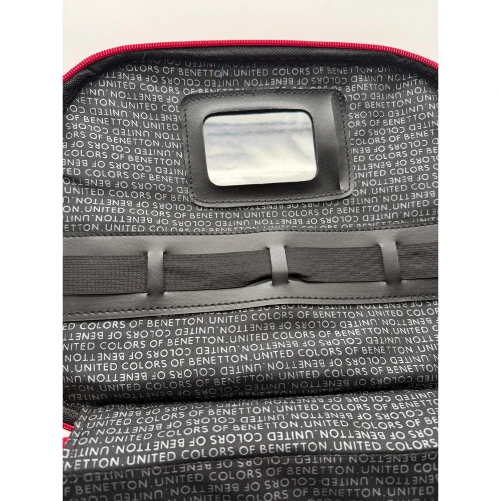 United Colors of Benetton Red Vanity Case Travel Cosmetic Bag Mirror Organizer